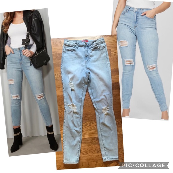 Guess distressed High Rise skinny jeans size 27 - Picture 2 of 14